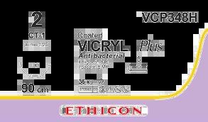 VICRYL PLUS фіолетовий 90см M5 USP2 одна голка CT-1, тип колюча Taper Point, 36мм, 1/2 кола